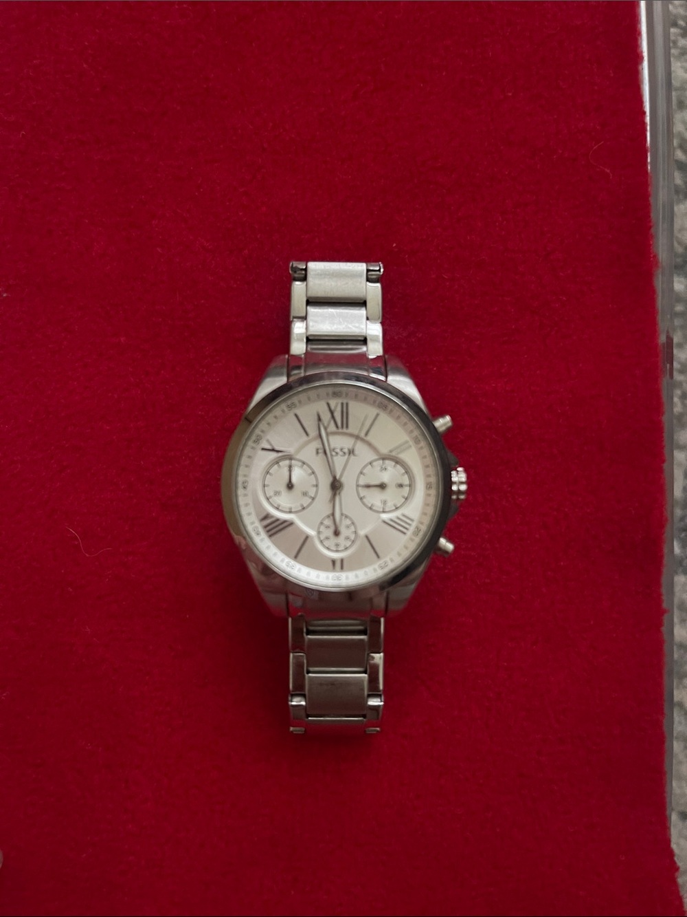 Fossil Woman Silver-Tone Stainless Steel Chronograph Watch
